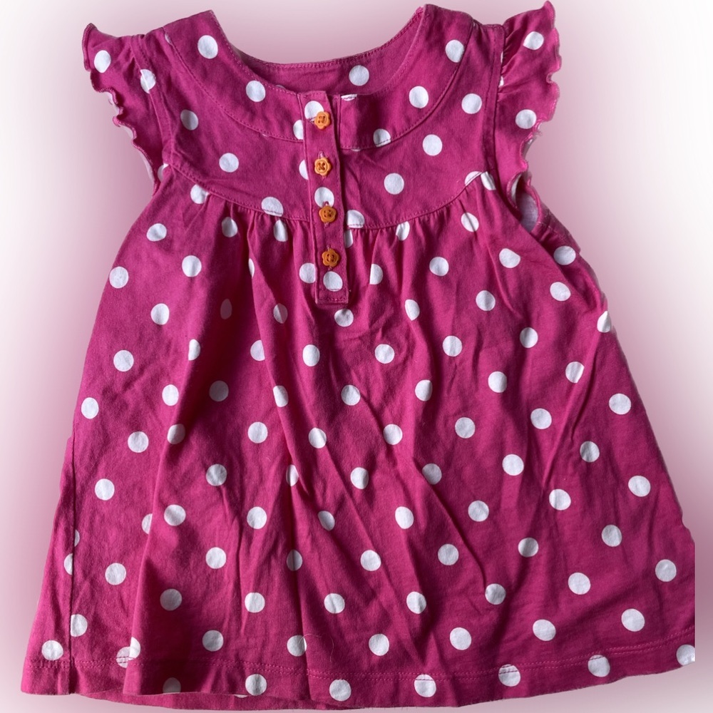 Carters Girls Tank Top Size 3T Pink Polka Dot Y2K